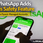 Smartphone showing WhatsApp with parental control icons representing new safety feature for children