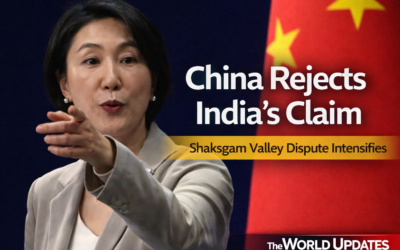 China and India geopolitical dispute over Shaksgam Valley in the Kashmir region highlighted on Himalayan map