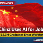 Chinese graduates and artificial intelligence technology concept representing China’s strategy to create jobs using AI