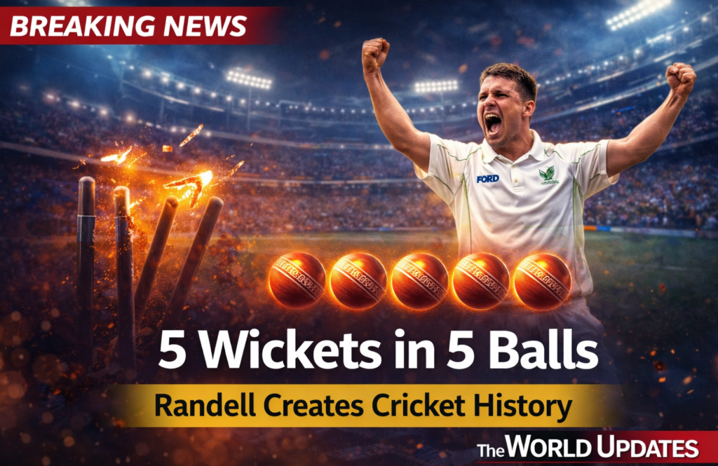 New Zealand fast bowler Brett Randell celebrating after taking five wickets in five balls in Plunket Shield match