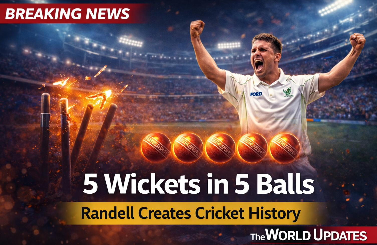 New Zealand fast bowler Brett Randell celebrating after taking five wickets in five balls in Plunket Shield match